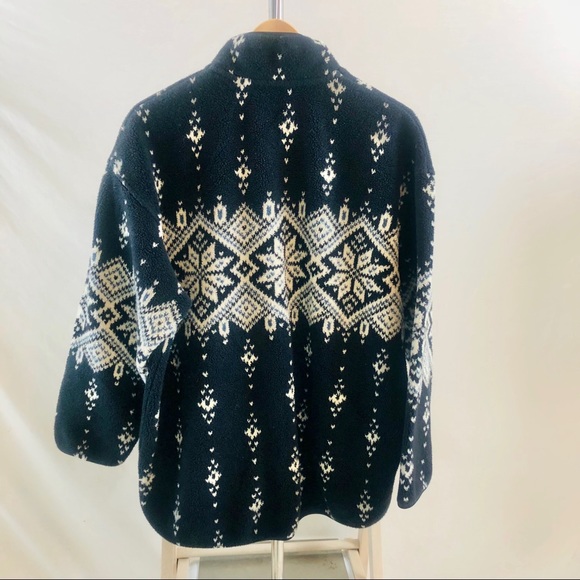 Vintage Eddie Bauer Made in Canada Blue Nordic Pullover Fleece Women Medium - Picture 6 of 9